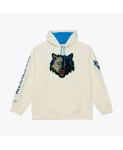Mitchell & Ness Men's Cream Minnesota Timberwolves Hardwood Classics Chainstitch Premium Fleece Hoodie In White