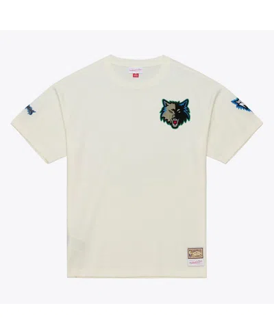 Mitchell & Ness Men's Cream Minnesota Timberwolves Hardwood Classics Chainstitch Premium T-shirt In White
