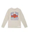 Mitchell & Ness Men's Cream New York Knicks Striped Logo Lockup Premium T-shirt In Neutral
