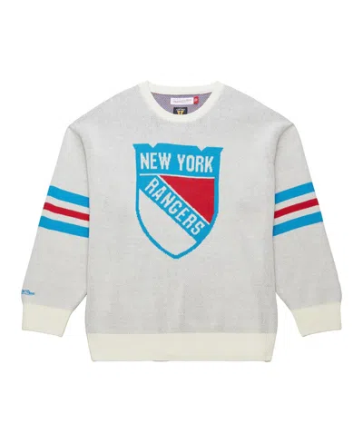 Mitchell & Ness Cream New York Rangers Centennial Retro Logo Sweater In Gray