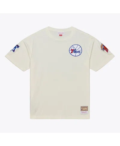 Mitchell & Ness Men's Cream Philadelphia 76ers Hardwood Classics Chainstitch Premium T-shirt In White