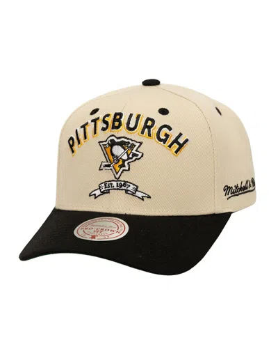 Mitchell & Ness Men's Cream Pittsburgh Penguins Soul Legacy Defined Two-tone Pro Crown Adjustable Hat In Black