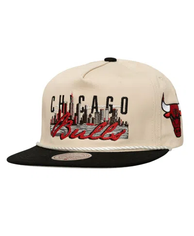 Mitchell & Ness Men's Cream/black Chicago Bulls Cityscape Caddy Snapback Hat In Neutral