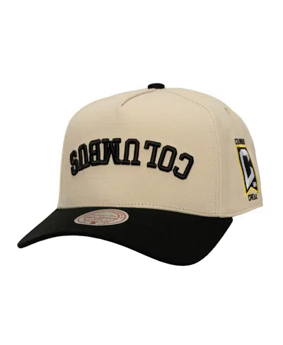 Mitchell & Ness Men's Cream/black Columbus Crew Upside Down Pro Pinch Snapback Hat In Brown