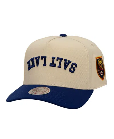 Mitchell & Ness Men's Cream/blue Real Salt Lake Upside Down Pro Pinch Snapback Hat In Multi