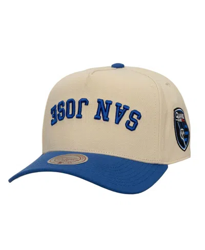 Mitchell & Ness Men's Cream/blue San Jose Earthquakes Upside Down Pro Pinch Snapback Hat In Neutral