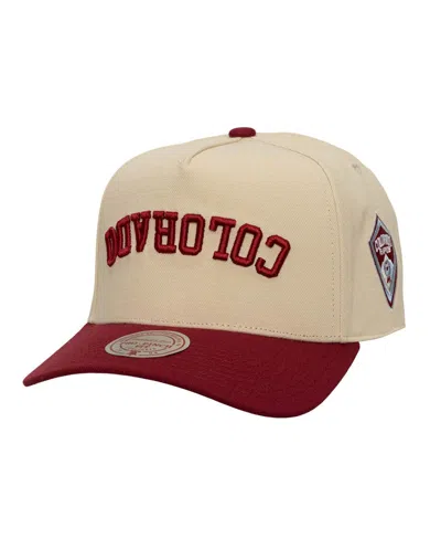 Mitchell & Ness Men's Cream/burgundy Colorado Rapids Upside Down Pro Pinch Snapback Hat In Neutral