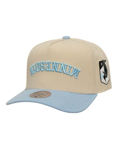 Mitchell & Ness Men's Cream/light Blue Minnesota United Fc Upside Down Pro Pinch Snapback Hat In Neutral