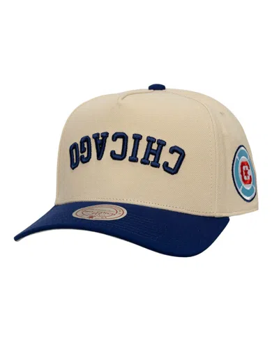 Mitchell & Ness Men's Cream/navy Chicago Fire Upside Down Pro Pinch Snapback Hat In Neutral