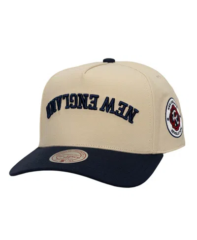 Mitchell & Ness Men's Cream/navy New England Revolution Upside Down Pro Pinch Snapback Hat In Brown