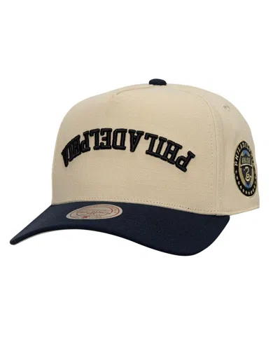 Mitchell & Ness Men's Cream/navy Philadelphia Union Upside Down Pro Pinch Snapback Hat In Neutral