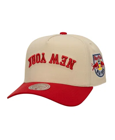 Mitchell & Ness Men's Cream/red New York Red Bulls Upside Down Pro Pinch Snapback Hat In Neutral