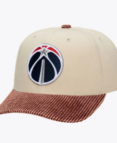 Mitchell & Ness Men's Cream/red Washington Wizards Washed Corduroy Pro Crown Snapback Hat In Cream,red