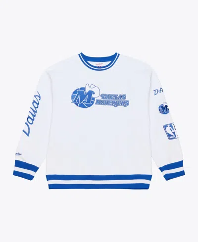 Mitchell & Ness Men's Dallas Mavericks Hardwood Classics Crewneck Pullover Fleece Sweatshirt In White