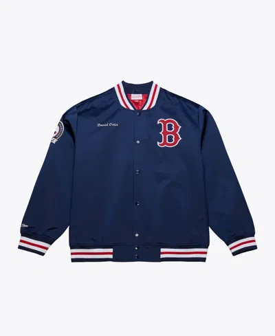 Mitchell & Ness Men's David Ortiz Navy Boston Red Sox Legends Collection Lightweight Satin Full-snap Jacket In Animal Print
