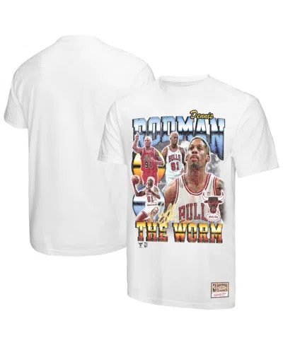 Mitchell & Ness Dennis Rodman White Chicago Bulls Hardwood Classics Commemorative Player Collage T-s