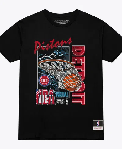 Mitchell & Ness Men's Detroit Pistons Lightning Swish T-shirt In Black