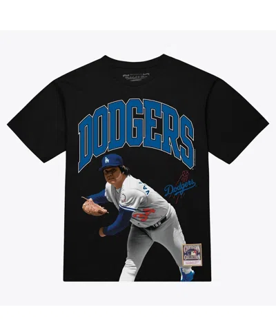 Mitchell & Ness Fernando Valenzuela Black Los Angeles Dodgers Photo Arch Player Graphic T-shirt
