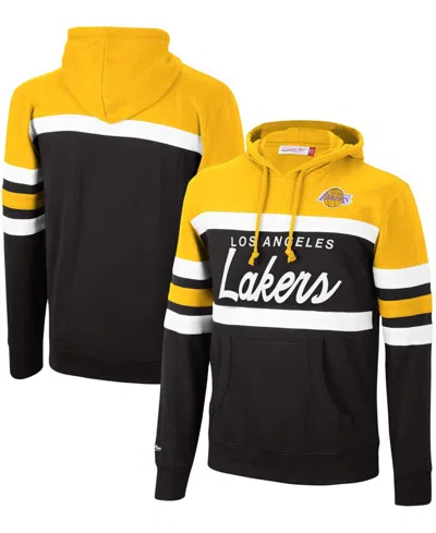 Mitchell & Ness Men's Gold-tone, Black Los Angeles Lakers Head Coach Pullover Hoodie In Gold-tone,black