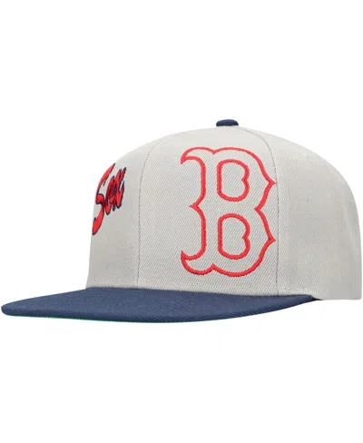 Mitchell & Ness Men's Gray Boston Red Sox Knock Out Panel Snapback Hat In White