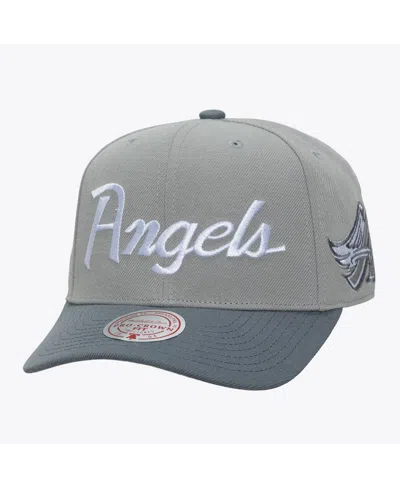 Mitchell & Ness Men's Gray California Angels Cooperstown Thunderstorm Head Coach Pro-crown Adjustable Hat