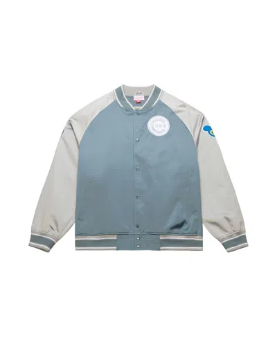 Mitchell & Ness Men's Gray Chicago Cubs Thunderstorm Head Coach Lightweight Satin Full-snap Jacket In Blue