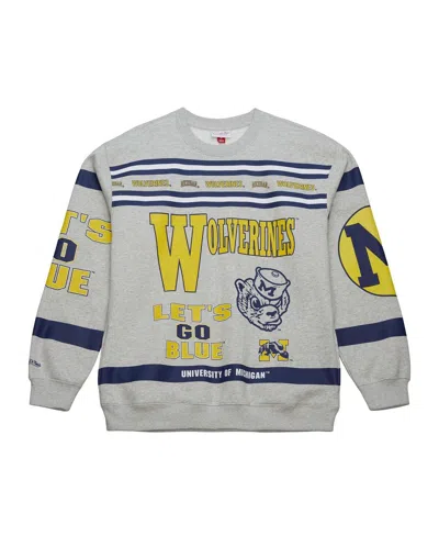 Mitchell & Ness Men's Gray Michigan Wolverines All Over Print Sweatshirt