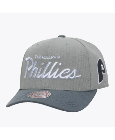 Mitchell & Ness Men's Gray Philadelphia Phillies Cooperstown Thunderstorm Head Coach Pro-crown Adjustable Hat