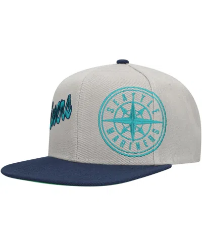 Mitchell & Ness Men's Gray Seattle Mariners Knock Out Panel Snapback Hat