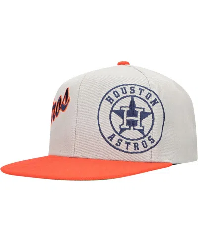 Mitchell & Ness Men's Gray/orange Houston Astros Knock Out Panel Snapback Hat In Multi