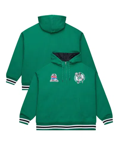 Mitchell & Ness Men's Green Boston Celtics Throw It Back Quilted Fleece Quarter-zip Hoodie