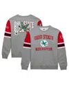 Mitchell & Ness Men's Grey Heather Ohio State Buckeyes Throwback Allover 4.0 Pullover Sweatshirt In Grey Heather