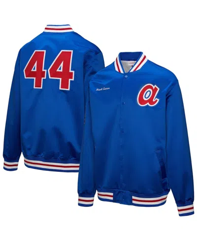 Mitchell & Ness Men's Hank Aaron Royal Atlanta Braves Legends Collection Vintage Satin Full-snap Jacket
