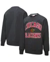 Mitchell & Ness Heather Charcoal Chicago Blackhawks Playoff Win Fleece Pullover Sweatshirt In Black