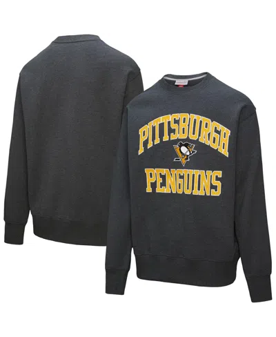 Mitchell & Ness Heather Charcoal Pittsburgh Penguins Playoff Win Fleece Pullover Sweatshirt In Gray