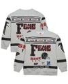Mitchell & Ness Men's Heather Gray Atlanta Falcons All Over Print Vintage Fleece Crewneck Sweatshirt In Gray