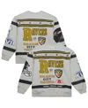 Mitchell & Ness Men's Heather Gray Baltimore Ravens All Over Print Fleece Crewneck Sweatshirt In Gray