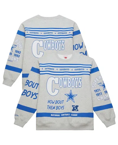 Mitchell & Ness Men's Heather Gray Dallas Cowboys All Over Print Retro Fleece Sweatshirt