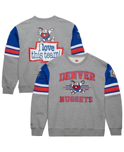 Mitchell & Ness Men's Heather Gray Denver Nuggets Hardwood Classics All Over 4.0 Pullover Sweatshirt In Multi