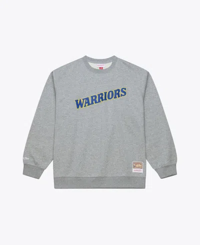 Mitchell & Ness Men's Heather Gray Golden State Warriors Walk-off Fleece Sweatshirt In Black