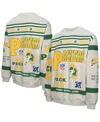 Mitchell & Ness Men's Heather Gray Green Bay Packers All Over Print Fleece Crewneck Sweatshirt In Gray