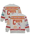 Mitchell & Ness Men's Heather Gray Kansas City Chiefs All Over Print Vintage Fleece Crewneck Sweatshirt In Multi