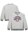 Mitchell & Ness Heather Gray Los Angeles Lakers  Vintage Logo Pullover Sweatshirt In Neutral
