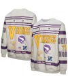 Mitchell & Ness Men's Heather Gray Minnesota Vikings All Over Print Fleece Crewneck Sweatshirt In Multi