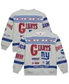 Mitchell & Ness Men's Heather Gray New York Giants All Over Print Vintage Fleece Crewneck Sweatshirt In Gray