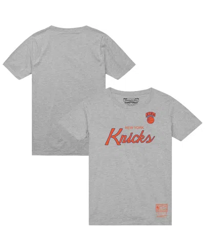 Mitchell & Ness Men's Heather Gray New York Knicks Big Tall Hardwood Classics Vintage Wordmark T-shirt