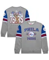 Mitchell & Ness Men's Heather Gray Philadelphia 76ers Hardwood Classics All Over 4.0 Pullover Sweatshirt In Multi