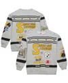 Mitchell & Ness Men's Heather Gray Pittsburgh Steelers All Over Print Fleece Crewneck Sweatshirt In Gray
