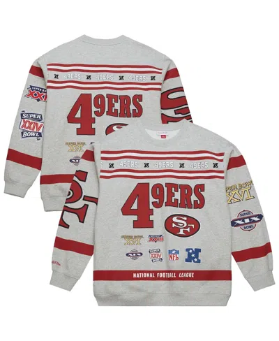 Mitchell & Ness Men's Heather Gray San Francisco 49ers All Over Print Fleece Crewneck Sweatshirt