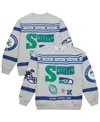 Mitchell & Ness Heather Gray Seattle Seahawks All Over Print Vintage Fleece Crewneck Sweatshirt In Multi